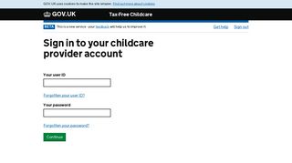 Sign in to your childcare provider account - Childcare service