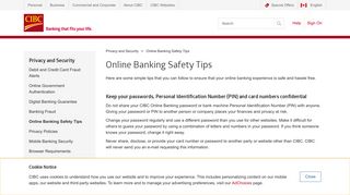 Online Banking Safety Tips | Legal | CIBC