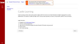 Castle Learning: Instructional Applications on the CMS Student Portal