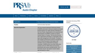COAERS Communications Specialist - PRSA Austin Chapter