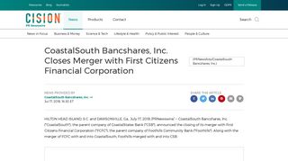 CoastalSouth Bancshares, Inc. Closes Merger with First Citizens ...