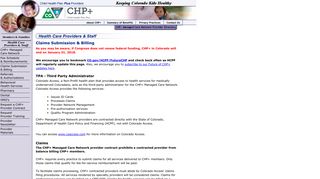 CHP+ Providers - Claims Submission and Billing