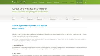 Uptime Cloud Monitor Service Agreement | IDERA