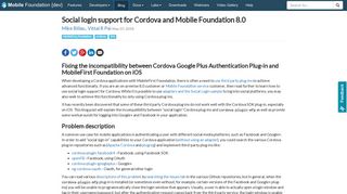 Social login support for Cordova and Mobile Foundation 8.0 - IBM ...