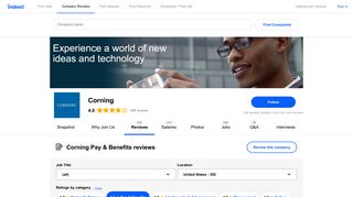 Working at Corning: 110 Reviews about Pay & Benefits | Indeed.com