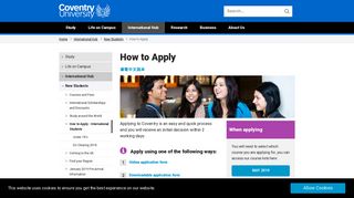How to Apply: Application details for internationa... - Coventry University