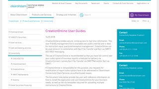 CreationOnline User Guides - Clearstream