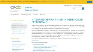 Integration point: Sign in using ORCID credentials | ORCID Members