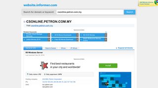 csonline.petron.com.my at WI. IIS Windows Server - Website Informer