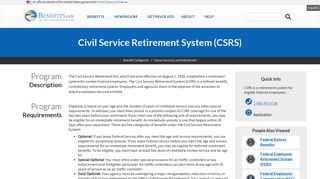 Civil Service Retirement System (CSRS) | Benefits.gov