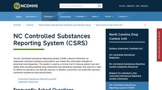 NCDHHS: NC Controlled Substances Reporting System (CSRS)