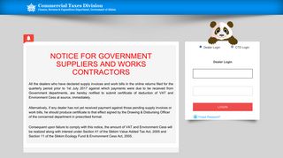 Commercial Tax Division, Govt of Sikkim - Login