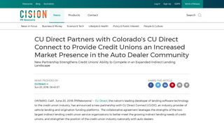 CU Direct Partners with Colorado's CU Direct Connect to Provide ...