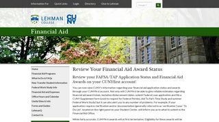 Financial Aid - Review Your Financial Aid Award Status on CUNYfirst ...