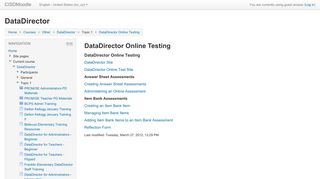 DataDirector: DataDirector Online Testing - CISD Online Learning