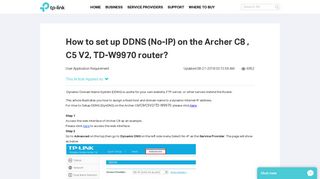 How to set up DDNS (No-IP) on the Archer C8 , C5 V2, TD-W9970 ...