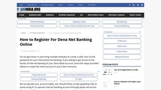 How to Register For Dena Net Banking Online - BankIndia.org