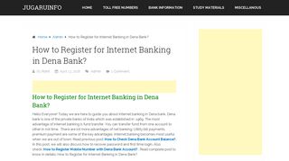 How to Register for Internet Banking in Dena Bank? - Jugaruinfo