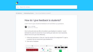 How do I give feedback to students? | Diagnostic Questions Help Center