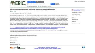 ERIC - On Formative Assessment in Math: How Diagnostic Questions ...