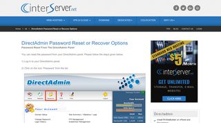 DirectAdmin Password Reset or Recover Options - Interserver Tips