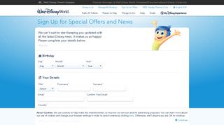 Sign Up for Special Offers and News | Walt Disney World® Official Site