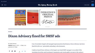 Dixon Advisory fined for SMSF ads - Sydney Morning Herald