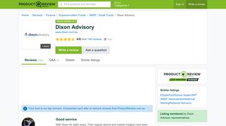 Dixon Advisory Reviews - ProductReview.com.au