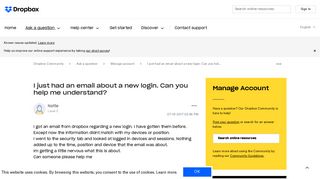 New Login mail - Dropbox Community