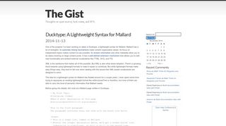 Ducktype: A Lightweight Syntax for Mallard The Gist - GNOME Blogs