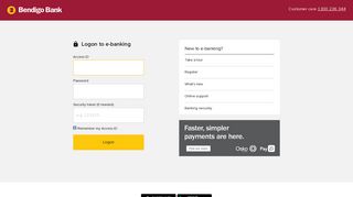 Bendigo Bank - Logon to e-banking