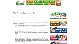 What do I do to become a member? | Earth Rangers Wild Wire Blog