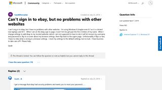 Can't sign in to ebay, but no problems with other websites ...