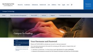 Your Username and Password | Campus Technology | Monmouth ...
