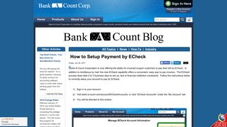 How to Setup Payment by ECheck - Bank-A-Count