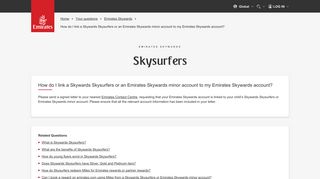 How do I link a Skywards Skysurfers or an Emirates Skywards minor ...