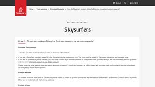 How do Skysurfers redeem Miles for Emirates rewards or partner ...