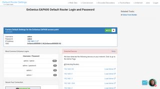 EnGenius EAP600 Default Router Login and Password - Clean CSS