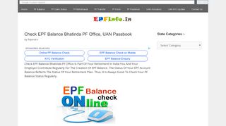 Check EPF Balance Bhatinda PF Office, UAN Passbook - EPFinfo.in