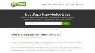 How to fix the WordPress 429 Too Many Requests error - HostPapa ...