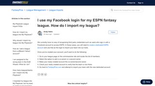 I use my Facebook login for my ESPN fantasy league. How do I ...