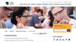 Course Providers | Ontario College of Teachers