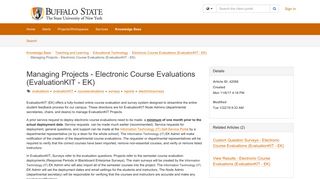Managing Projects - Electronic Course Evaluations (EvaluationKIT - EK)