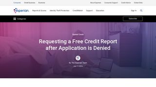Requesting a Free Credit Report after Application is Denied | Experian