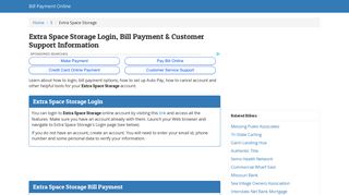 Extra Space Storage Login, Bill Payment ... - Bill Payment Online