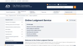 Online Lodgment Service | FWC Main Site - Fair Work Commission