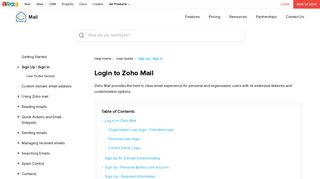 Sign In / Sign Up to Zoho Mail