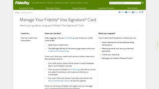 Manage Your Fidelity Visa Signature Card - Fidelity Investments
