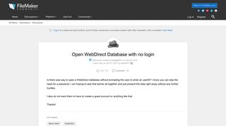 Open WebDirect Database with no login | FileMaker Community