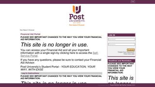 (Post University Financial Aid Portal) Student Log In